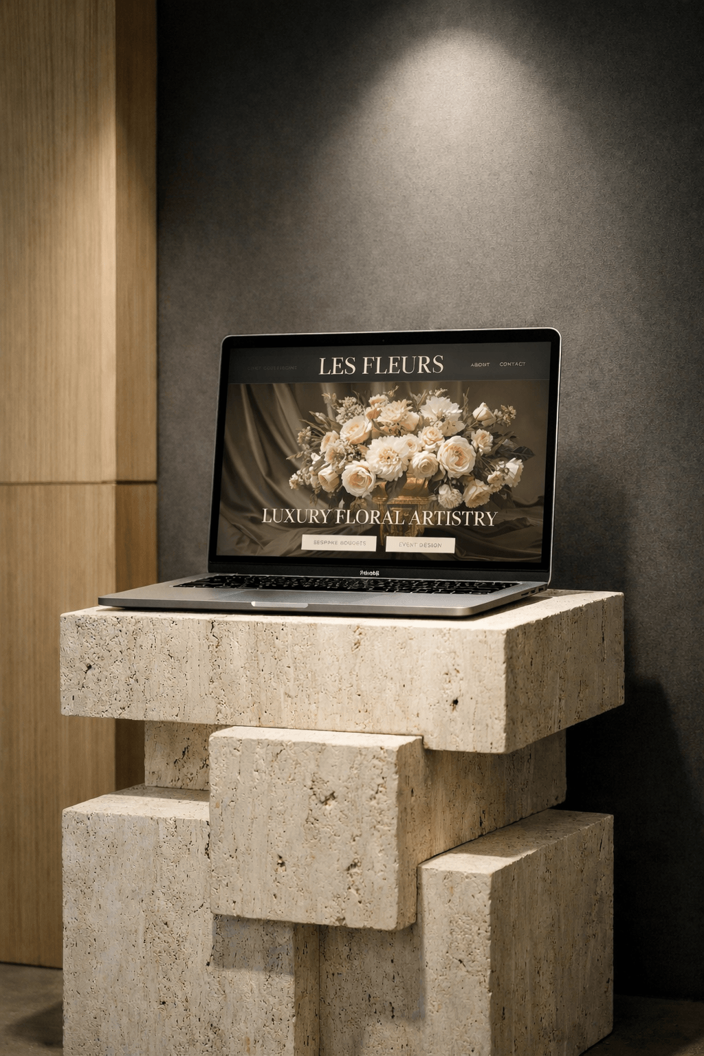 Curator Design & Marketing law firm branding and website design workspace featuring brand identity elements on a modern desk, Calgary web design studio specializing in Showit websites and professional branding